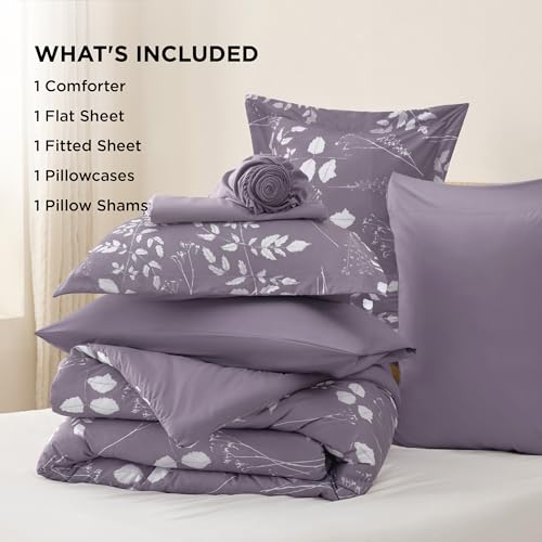 Floral Grayish Purple Comforter Set
