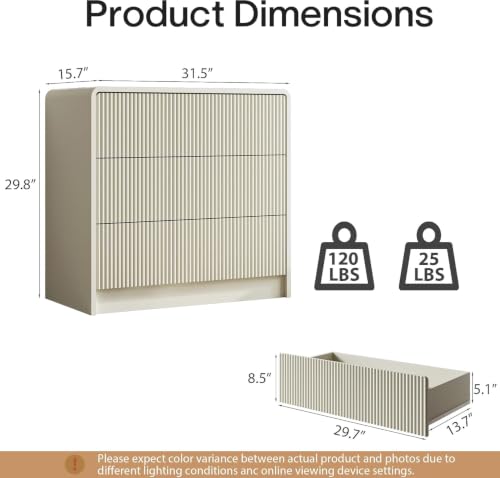 3 Drawer Nightstand Set of 2