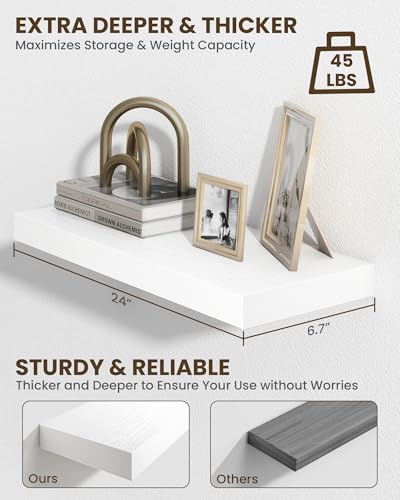 24" Floating Shelves for Wall (2 Count)