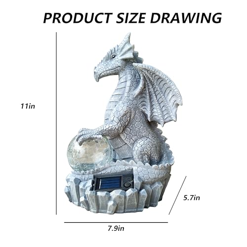 Dragon Solar Garden Statues Outdoor Decoration with Magic Orb