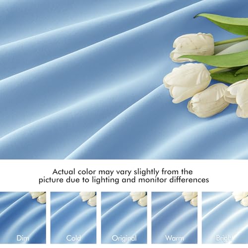 Sky Blue Back Tab Blackout Curtains 52x96 Inch Long 2 Panels Set (2 Count)