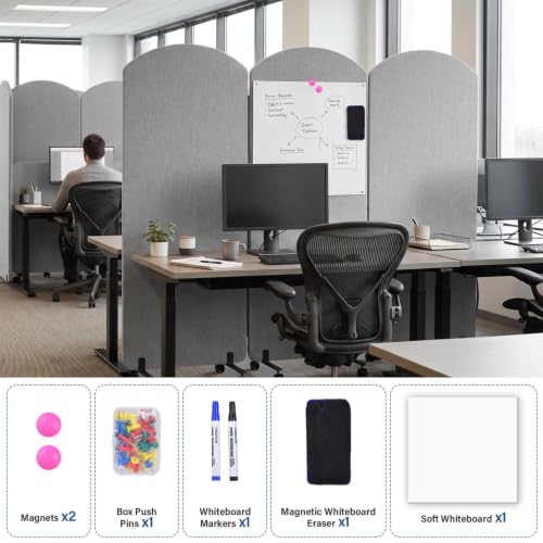 72 x 66 Inch 3 Panel Soundproof Room Divider with Wheels
