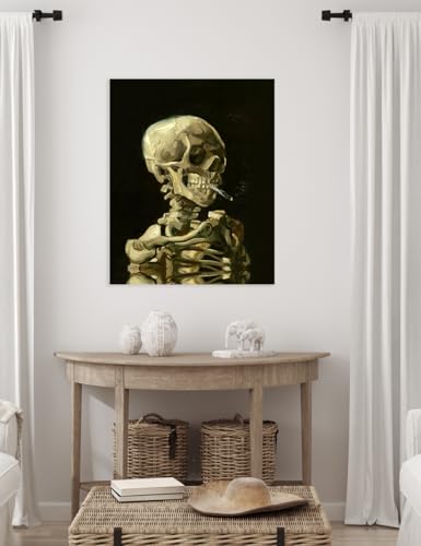 Head of a Skeleton with a Burning Cigarette. Vincent Van Gogh Reproductions. Giclee Print for Wall Decor. 24x30