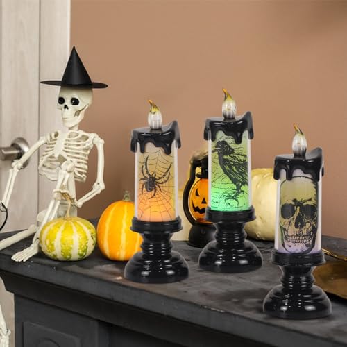Halloween Flameless Candles Battery Operated with Remote Timer (3 Count)