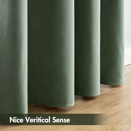 Sage Green Blackout Velvet Curtains Drapes 96 Inch Long 52"x96" (2 Count)