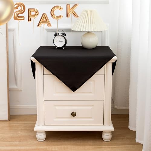 2 Pack Small Square Tablecloth 24 x 24 Inch Black Table Cloth (2 Count)