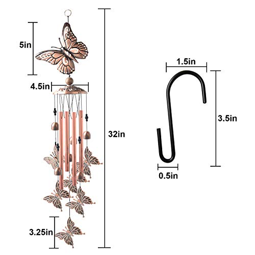 Butterfly Wind Chimes Brass