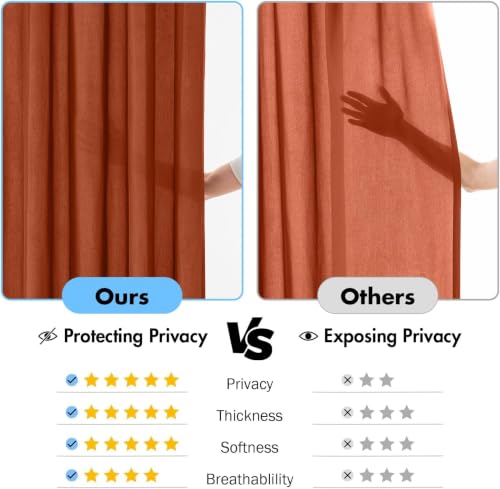 Burnt Orange Fall Privacy Sheer Curtains 2 Panels 42W x 72L (2 Count)