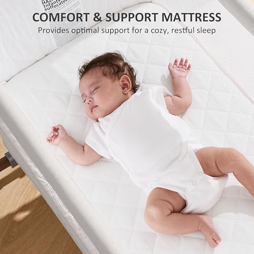 3-in-1 Baby Bassinet, Bedside Sleeper & Rocking Bassinet for Newborn