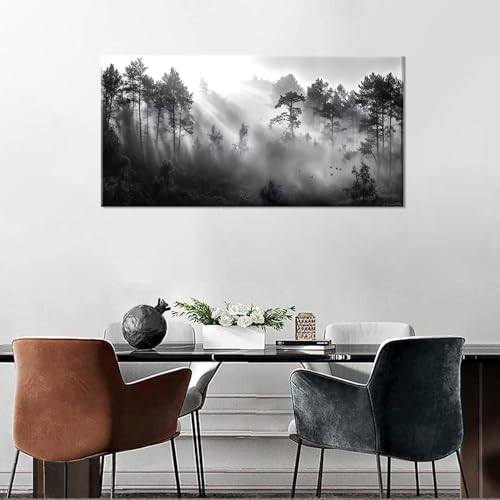 Black and White Forest Wall Art for Living Room Modern Canvas Prints Artwork Picture Paintings Bedroom Office Home Decor