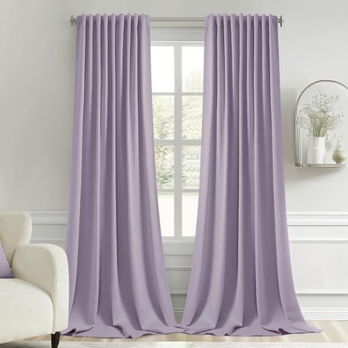 Lilac Back Tab Blackout Curtains 52x108 Inch Long 2 Panels Set (2 Count)