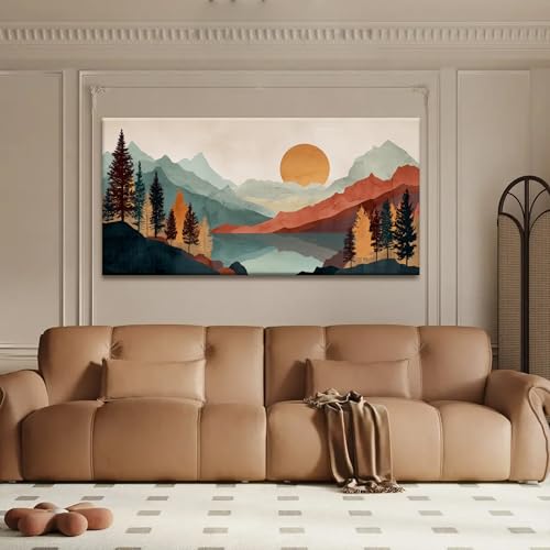Mountain Modern Abstract Boho Wall Art For Living Room 24×48 In
