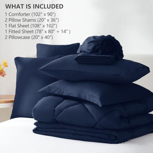 King Comforter Set 102"x90" Navy