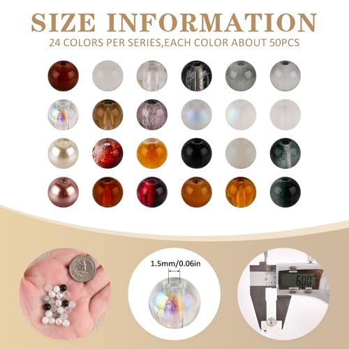 About 1200PCS 6mm Glass Beads Bracelet Making Kit (1200 Count)