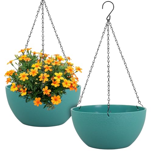 12 inch Large Hanging Planters for Indoor Outdoor Plants (2 Count)