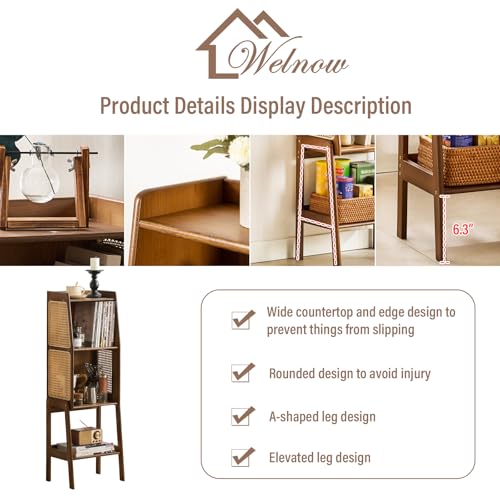 Bamboo Rattan Bookcase with Cabinet