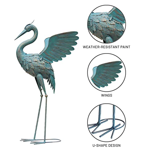 33 37 Inch Metal Crane Garden Statue Décor for Yard Patio Lawn Pool (2 Count)