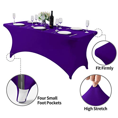 Spandex Table Cover for 6Ft or 4fT or 8ft Table Universal Fitted Stretch Tablecloth for Party