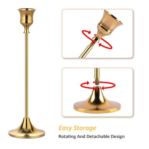 Metal Candle Holders for Candlesticks Taper Candlestick Holders Set Vintage Decorative Centerpiece Candelabra Tall Candle Stands (3 Count)
