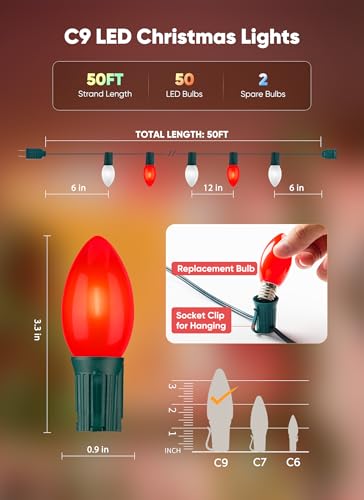 50Ft Christmas Lights Outdoor (50 Count)