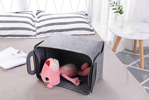 Storage Basket Felt Storage Bin Collapsible& Convenient Box Organizer with Carry Handles for Office Bedroom Closet Babies Nursery Toys Laundry