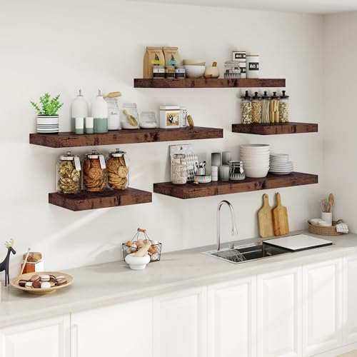 12" Deep Rustic Brown Floating Shelves
