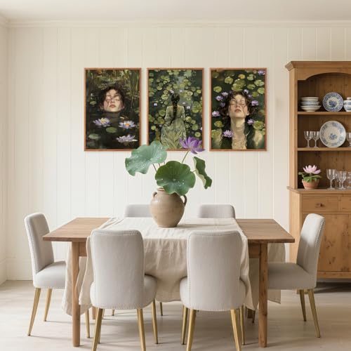 3 Pcs The Fate of Ophelia Framed Canvas Wall Art 16x24 Inch