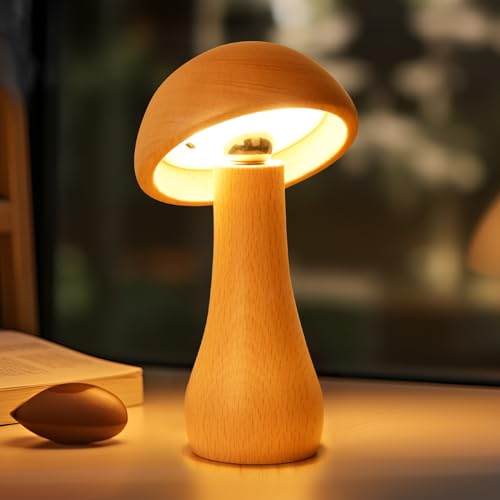 2 Pack Wooden Mushroom Lamp (2 Count)