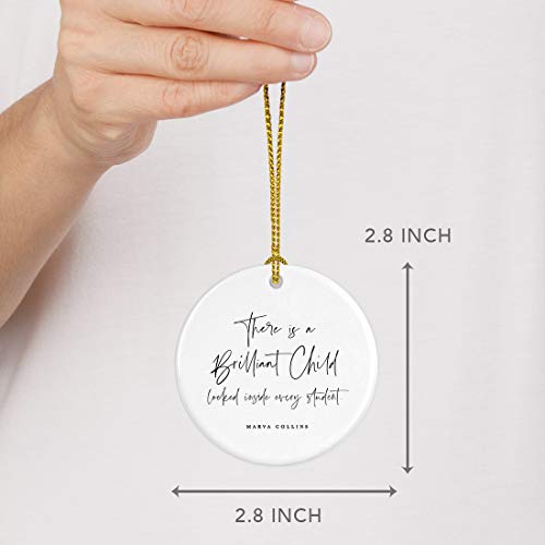 Round Ceramic Porcelain Christmas Tree Ornament for Teacher Thank You Appreciation Graduation Gift