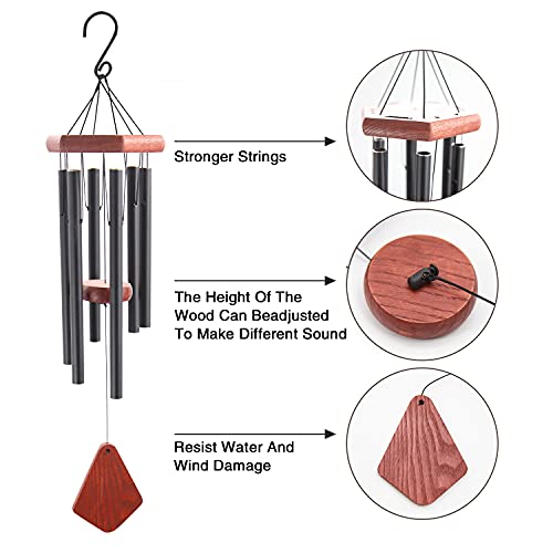 Outdoor Wind Chimes 28 inch Black Garden Patio Gift Patio Porch Home Yard