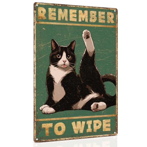 Funny Cat Bathroom Sign 8x12"
