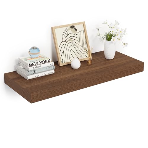 24 x 12 Deep Floating Shelves Wall Mounted Set of 1 Walnut