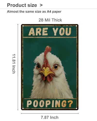 Chicken Are You Pooping Metal Tin Sign Vintage Bathroom Decor 8x12"