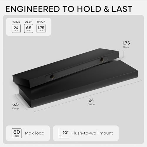 24 Inch Floating Shelves (2 Count)