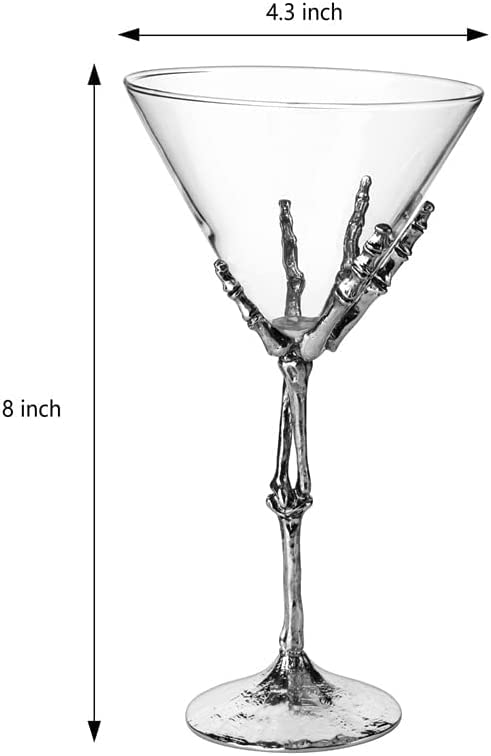 Skeleton Hand Martini Glasses Set Of 2 9 Inch Spooky Halloween Cocktail Bar