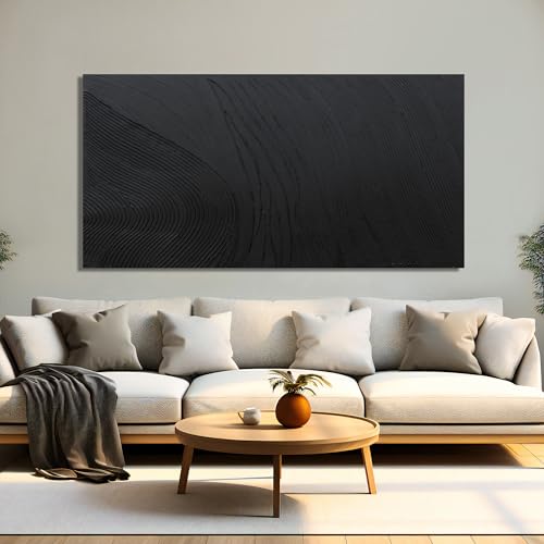 Canvas Wall Art Decor Large Artwork Modern Black Wall Art Black Silence Wall Art Painting Decorations Canvas Art Wall Decor Wall Art Prints for Room Living Room Bedroom Office Decor 29"X58"