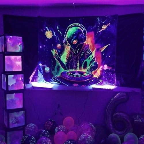 Blacklight Alien Tapestry 59"x51" Alien DJing