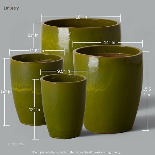 Emissary Bullet 9.5 in. Green Ceramic Round Planter