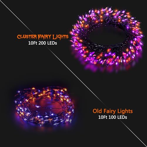 2 Pack Total 20Ft 400 LED Battery Operated Halloween Fairy Lights (400 Count)