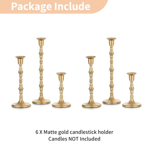 Gold Candle Holders for Decor (6 Count)