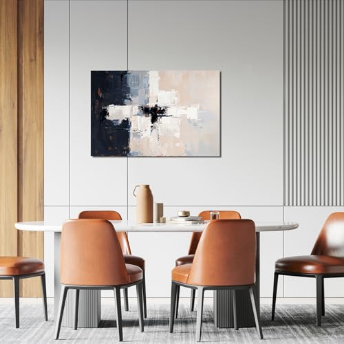 Modern Black and White Abstract Canvas Wall Art for Living Room 24" X 36"