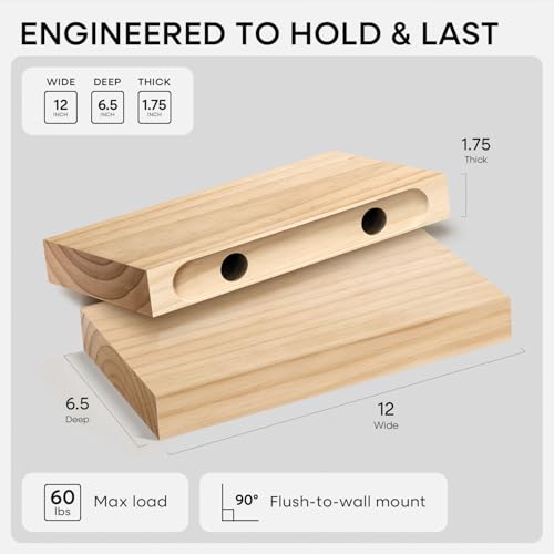 12 Inch Floating Shelves (3 Count)