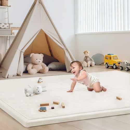 Baby Play Mat for Floor Nursery Rug Muscle Mat Area Rug Playroom Rug 59"x71" Playpen Mat Elastic Foam 1.3" Thick Crawling Mat for Babies