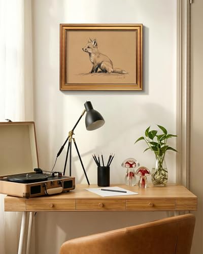 Framed Vintage Fox Sketch Wall Art