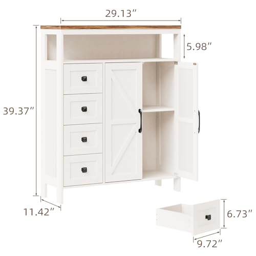 Farmhouse Storage Cabinet with 2 Doors and 4 Drawers