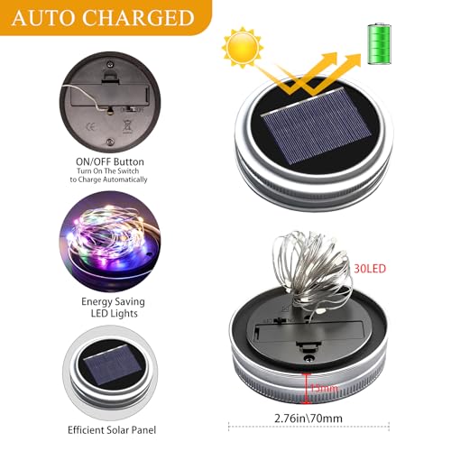 Mason Jar Solar Lights for Outside (12 Count)