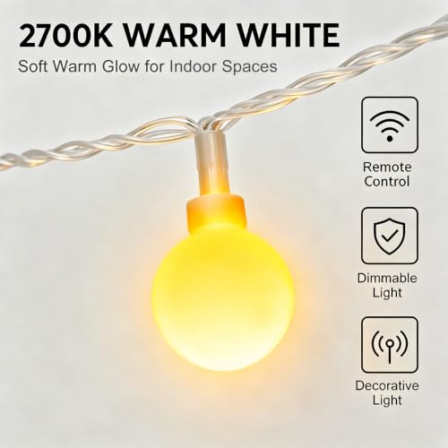 49.2ft Globe String Lights with Remote for Indoor Bedroom Warm White (49 Foot)