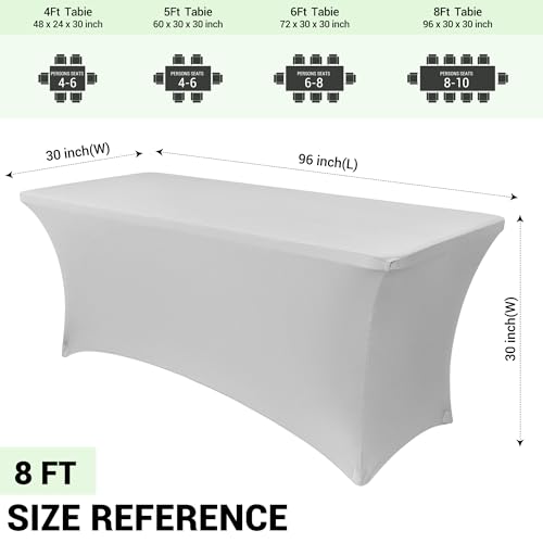 8ft Stretch Spandex Table Cover for Folding Tables (2 Count)