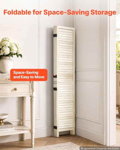 Wood Room Divider 4 Panels 67 in Tall Wood Folding Privacy Screen