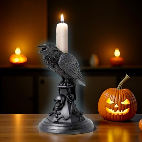 Gothic Black Cat Candle Holder Statue